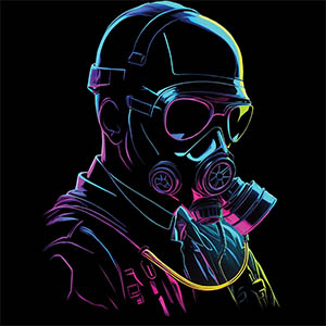 t shirt neon masque a gaz