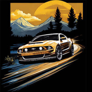 t shirt voiture coucher de soleil